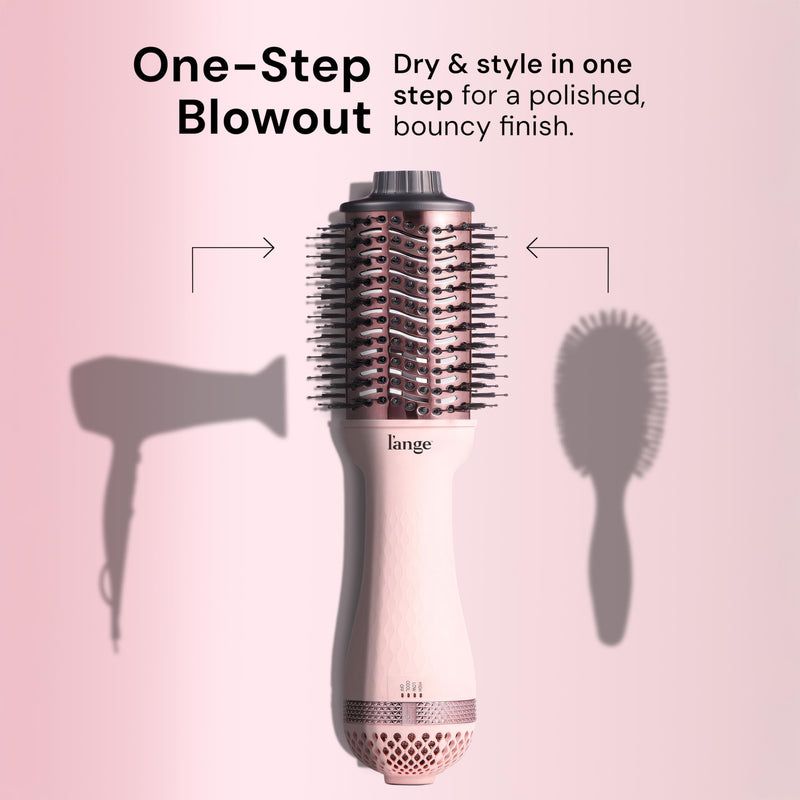  [AUSTRALIA] - L'ANGE HAIR Le Volume 2-in-1 Titanium Hair Dryer Brush - 75MM Hot Air Blow Dryer Brush - Thermal Brush with Oval Barrel - Hot Hair Styler for Smooth, Frizz-Free Results - Blush
