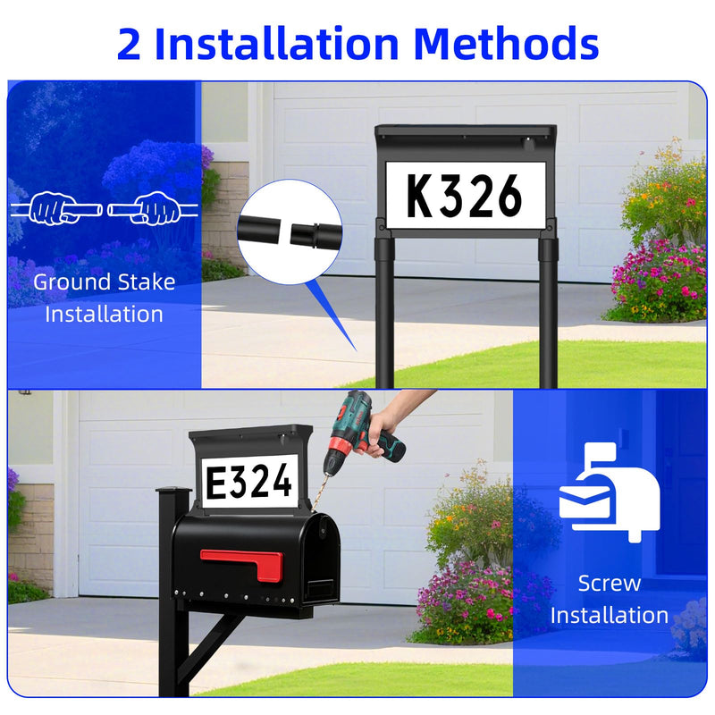 Lacasa Solar Address Sign for House, Double Sided LED House Numbers with 3 Color Modes, Waterproof Solar House Address Plaque for Yard, Street, Mailbox, Driveway