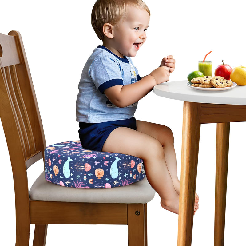Zicac Portable Seat Cushion Washable with Non-Slip Bottom, Detachable Strong Support Cushion for Toddler Kids Baby Infant (Purple Octopus) Purple Octopus