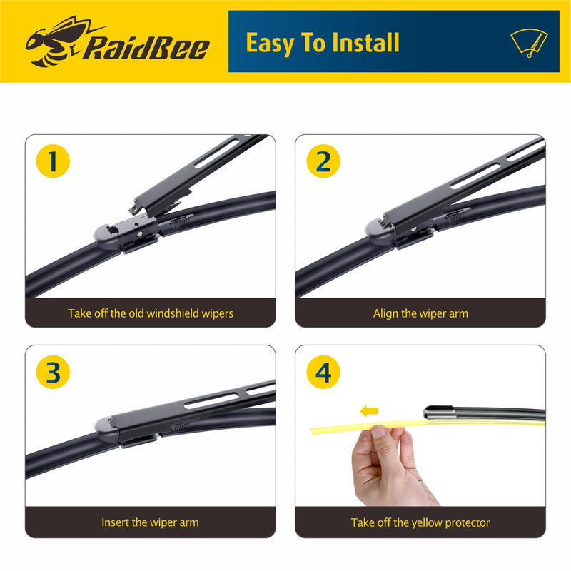 Raidbee® 22"+20" Windshield Wiper Blades Replacement For Ford Mustang 2021 2020 2019 2018 2017 2016 2015 2014 2013 2012 2011-2007 Lincoln MKZ 2020-2013 Windshield Wiper Blades For My Car Set of 2 for Ford Mustang/Lincoln MKZ