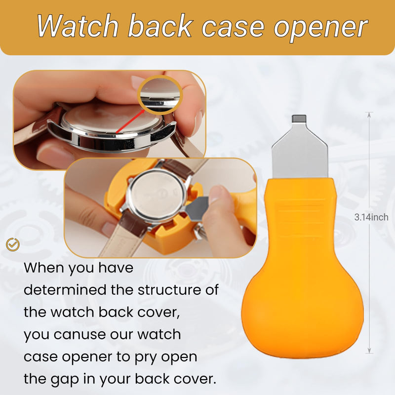 Watch Repair Tool Kit, Suitable for Battery Replacement & Watch Link Removal and Adjustment, Including Multi-Size Screwdriver Set, Tool Hammer, Watch Back Cover Disassembly Tool, and Portable Carrying Case, with User Manual.