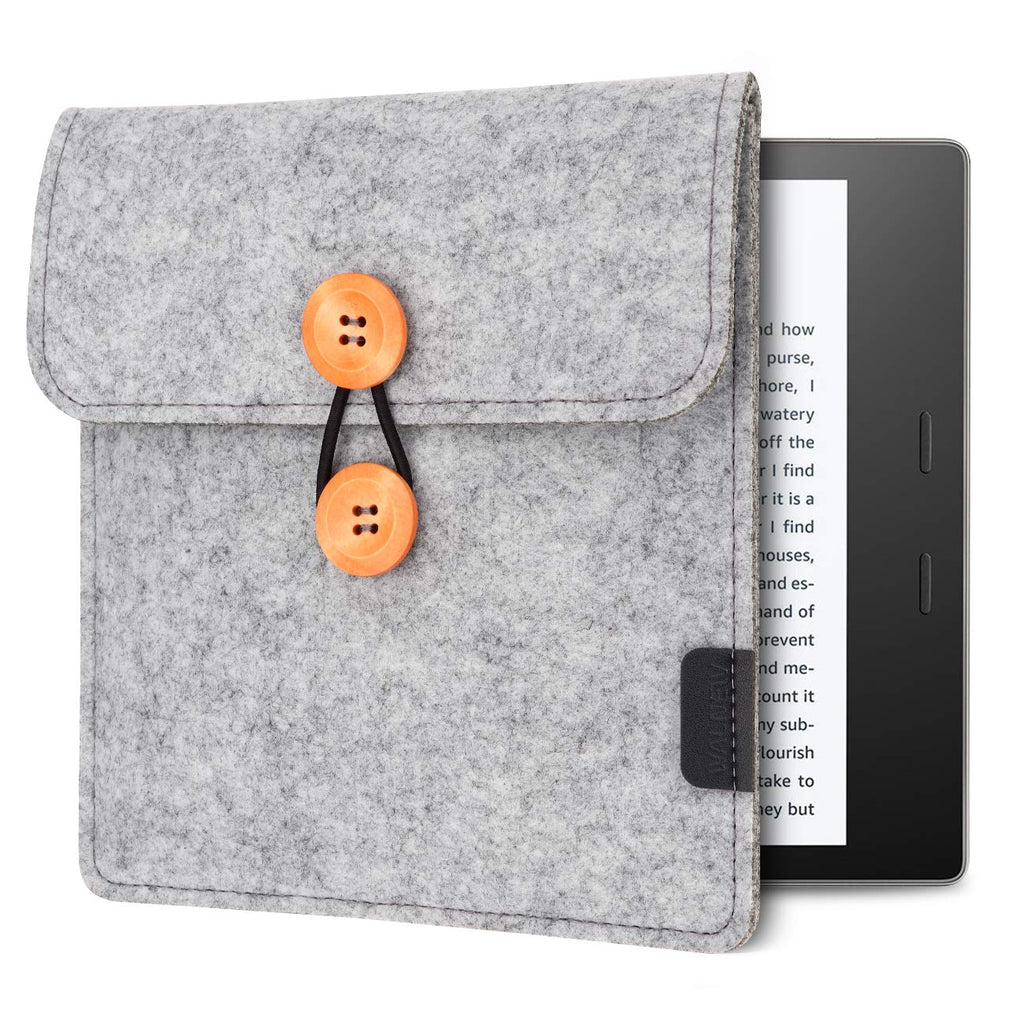 WALNEW 7-inch E-reader Sleeve for 7'' Kobo Libra H2O 2019 / Kindle Oasis (10th and 9th Gen, 2019 and 2017 Released) Protective Insert Sleeve Case Cover Bag, Gray