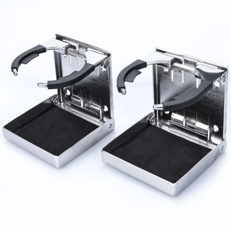 Stainless Steel Adjustable Folding Cup Drink Holders Marine/Boat/Caravan/car (Cup Holder (2pcs))