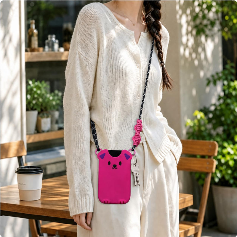 Phone Holder for Bogg Bags Beach Tote,Crossbody Phone Pouch Sleeve Case Bag | Universal, Detachable Lanyard Strap, Cute Dog, Simple Modern Silicone Holster, Women Daily Use Girls Beach Travel Organize