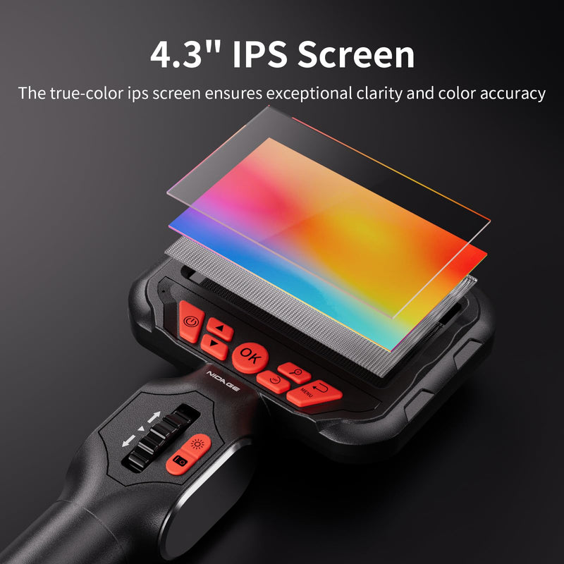 Two-Way Articulating Endoscope Camera with Light, Industrial Borescope with 0.24in Articulated Snake Inspection Camera, Flexible Fiber Optic Scope Cam for Automotive Aircraft Mechanics, 5.2FT 6.2mm Articulating Borescope