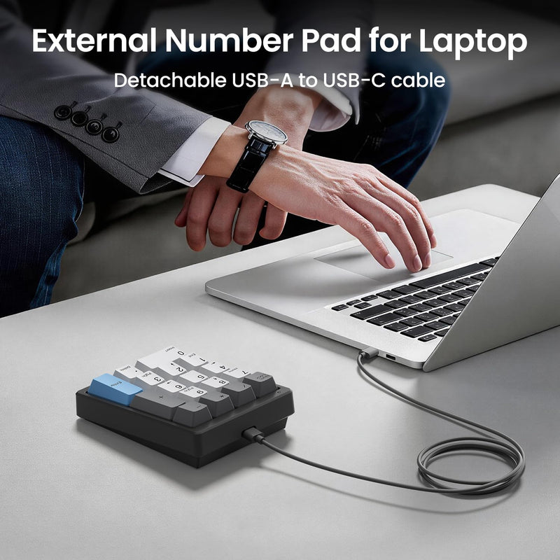Kisnt MF17 Mechanical Numpad for Excel Financial Data Entry | QMK/VIA Programmable, Wired 17 Keys Hot Swappable, Custom RGB with PBT Keycaps for Laptops PC Compact Keyboards (Black) Black