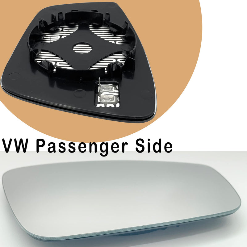 Vw Passenger Side Heated Mirror Glass Compatible with 2011-2018 Volkswagen VW Passat Mirror Glass Beetle Jetta Power Convex Right Side Mirror Glass with Rear Holder