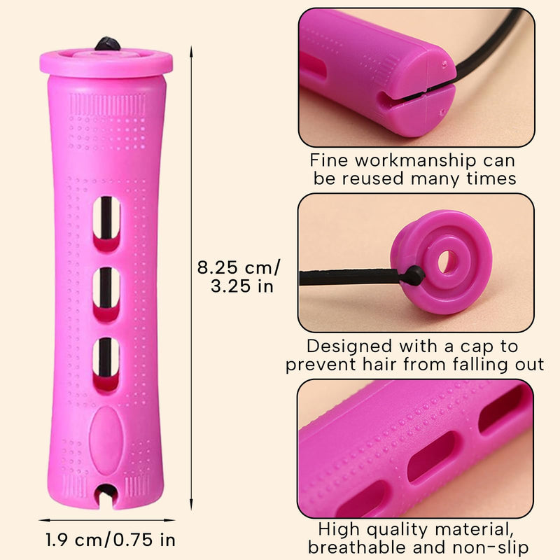 30 Pieces Medium Size Hair Curlers Rollers, 0.75 Inch Hair Rollers, Perm Rods Perm Kit, Home Perm Kits for Women with Elastic Rubber Band Non Slip Plastic for Natural Hair Long Short Hair Styling Tool