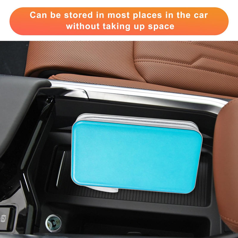 DVD Case for Car, 96 Capacity Portable Hard Plastic CD Storage Holder Zipper DVD Organizer, Universal CD Disc Storage Case Wallet Organizer for Vehicle Home Office (Sky Blue) Sky Blue