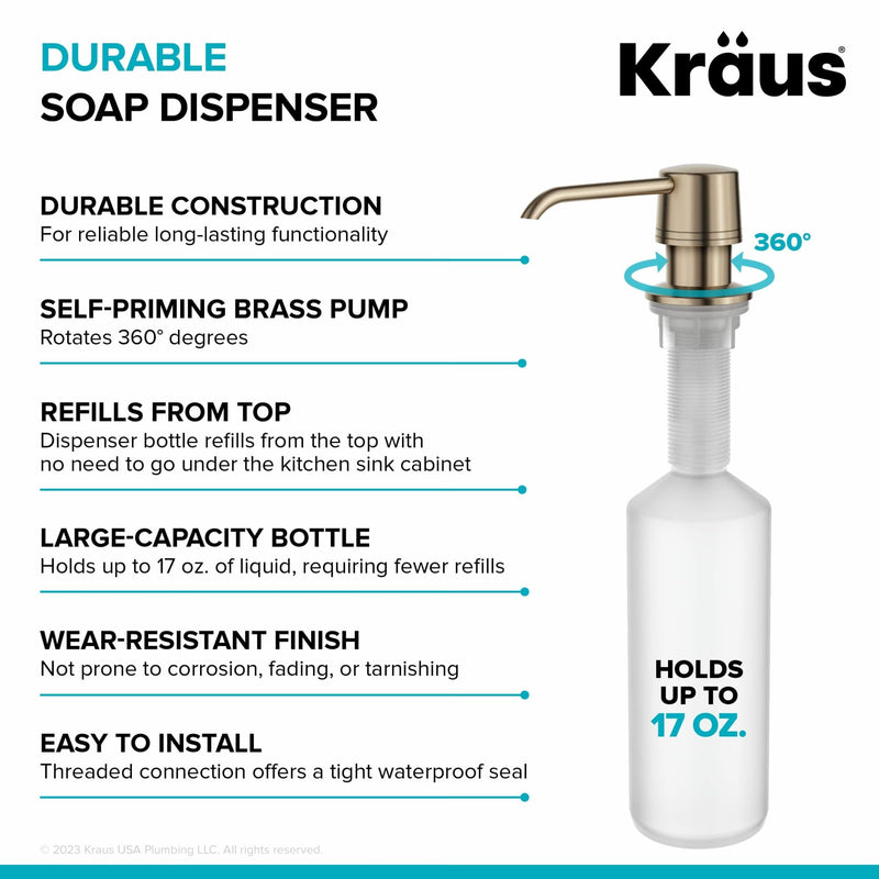 KRAUS Kitchen Soap and Lotion Dispenser in Spot-Free Antique Champagne Bronze, KSD-31SFACB