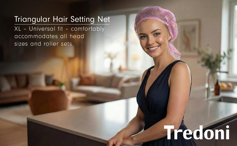 Tredoni 120x85cm Triangular Hair Setting Net - Heat-Resistant, Multicolor | Universal Hair Curler Roller Drying Net - 1pc Extra-Large Secure Fit, Durable & Breathable Nylon Mesh Hair Net