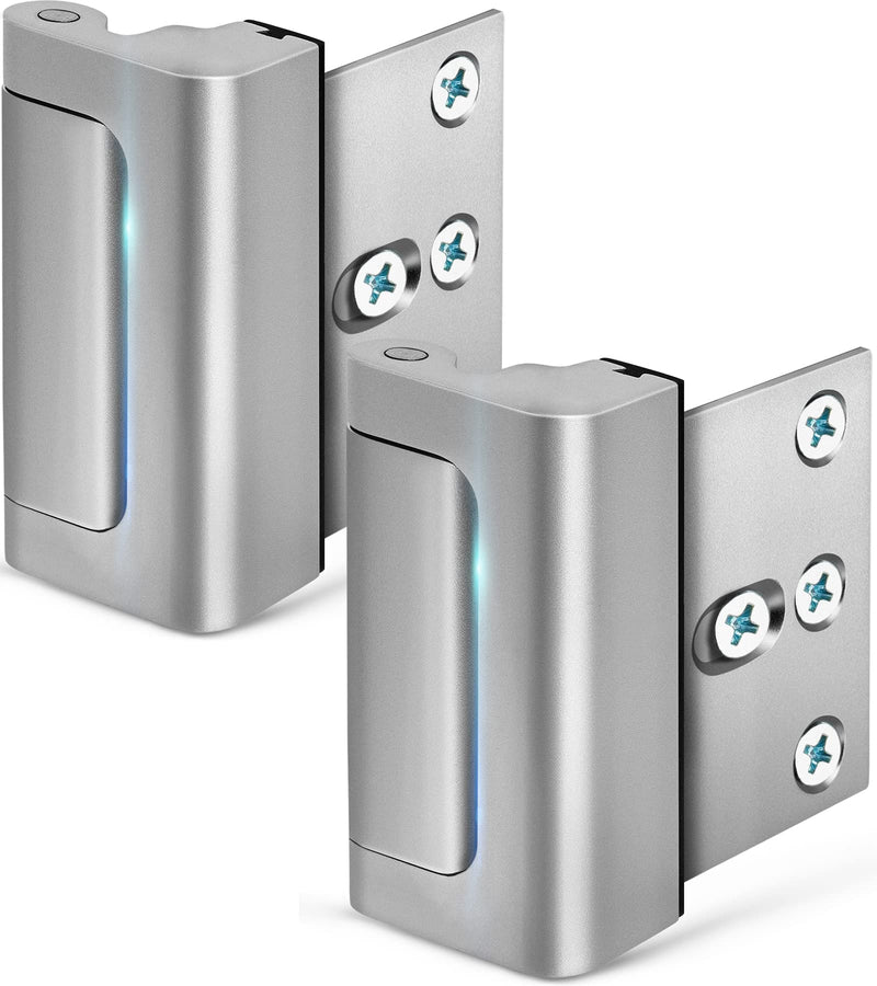 Home Security Door Reinforcement Lock Child proof High Security Door Lock Front Door Locks for Kids Safety Withstand 800lbs Door Latch Lock Christmas Gifts Stocking Stuffers for Men Women Adults Elder Silver 2