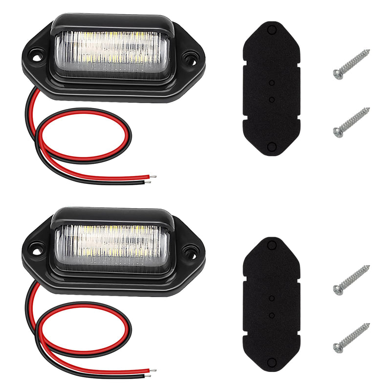 2 PCS White LED License Plate Light, 6-SMD Waterproof Tag Lights, 12V-24V DC Lamp Taillight, Step Courtesy Light Dome Cargo Lights for Truck SUV Van RV Trailer