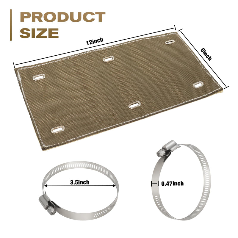 2 Set Titanium Pipe Shield 6" x 12", Exhaust Heat Shield for Motorcycle, Components, Hoses, Lines, and Electrical Wiring, Two-layer Exhaust Wrap Pipe Heat Shield Protection up to 1350°F 2 Sets
