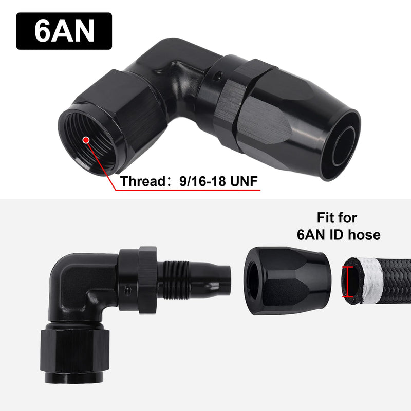 EVIL ENERGY 6AN Hose End Fitting 90 Degree Swivel Low Profile Forged Aluminum for CPE Braided Line