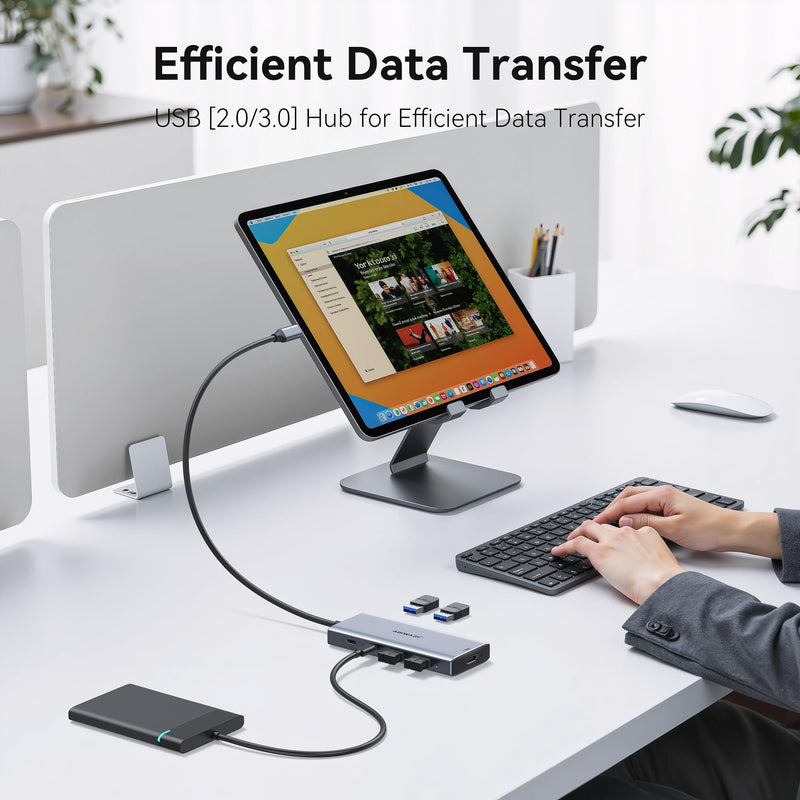 USB C Hub Multoport Adapter, 9 in 1 Mac Adapter for MacBook Pro/Air | USB-C to HDMI 4K@60Hz, 100W PD, SD/Micro SD Slot, 4 USB and USB-C Data Port Compatible for iPad Pro, Dell XPS Laptops Grey