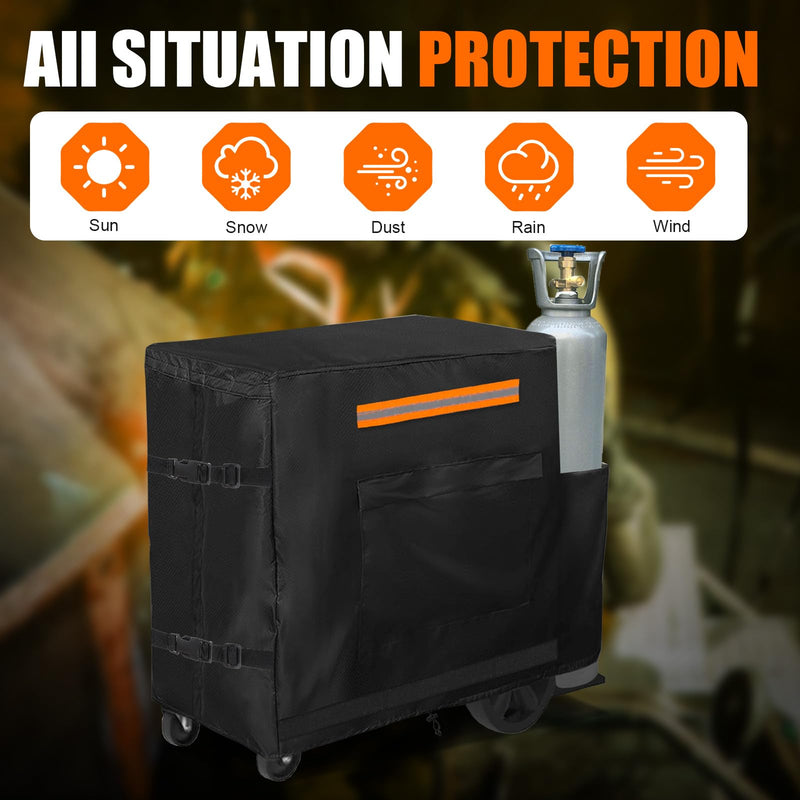 Welding Cart Cover, 600D Waterproof Welding Machine Cover with Zipper, Suitable for Tig Mig Cart & Plasma Cutter, 39.4''Lx39.4''Hx19.7''W Black