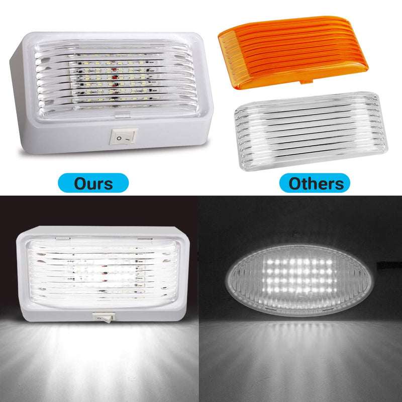 BlueFire Super Bright LED RV Porch Light RV Exterior Lights Porch Utility Light 12V Replacment Light with ON/OFF Switch, Clear and Amber Removable Lens for RV, Trailer, Camper (2 Pack) 2 Pack