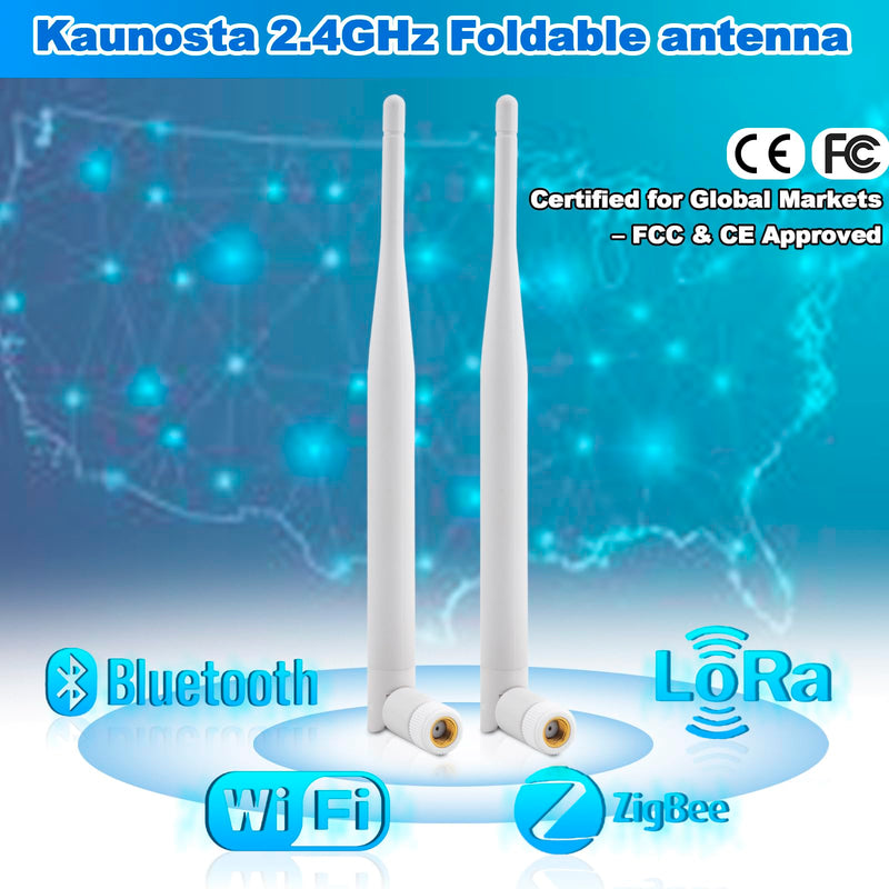 2 x 2.4Ghz WiFi Bluetooth Antenna RP-SMA Male 3dBi Indoor Omni Foldable Antenna + 2 x 17CM IPX to RP-SMA Female Extension Cable for Router USB Adapter Reapter IP Cameras