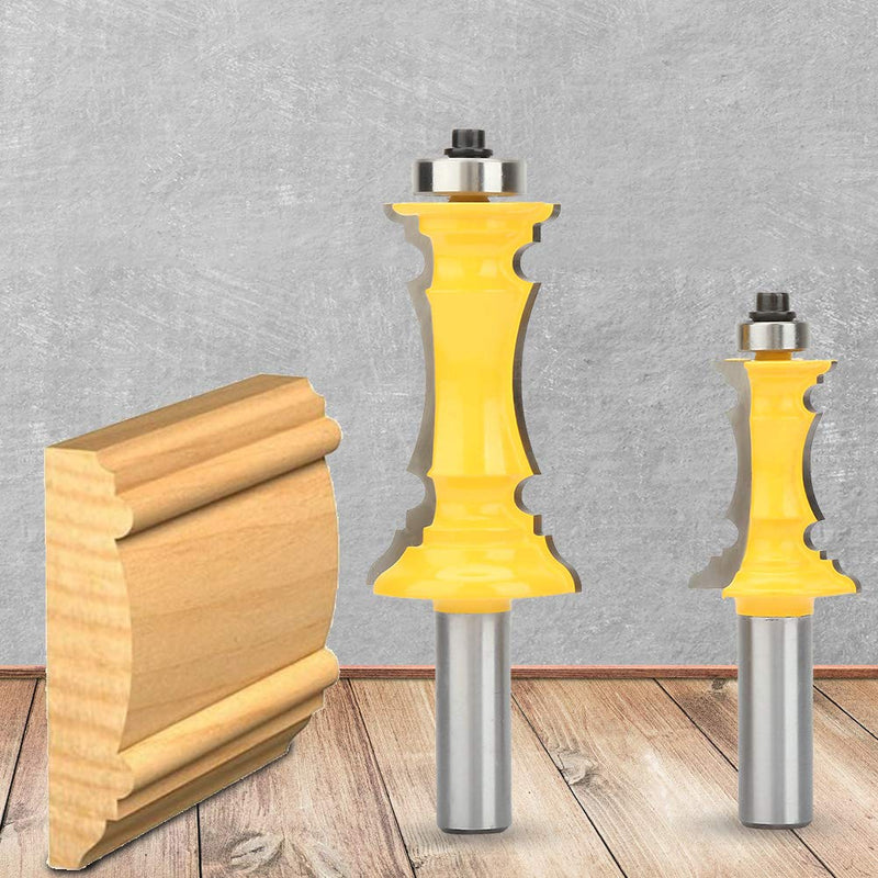Crown Router Bit Set, Carbide Alloy Decorative Cutting for Router Table Woodworking Hardened Steel 1 2 Inch Shank 2 Piece 3 1 2 and 4 1 2 Inch