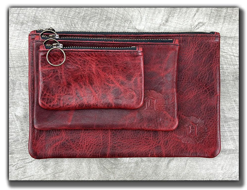 Leather Pouch with Zipper (Canyon Rouge, X-Small 5.5" x 3") Canyon Rouge