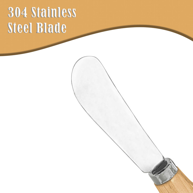 25 Piece Small Cheese Spreader Set, Stainless Steel Butter Spreader, Mini Butter Knife Spreader with Wooden Handle for Grill Plates, Sandwiches, Cocktail Spreaders, 4.7 inch Cheese Spreader 25 Packs