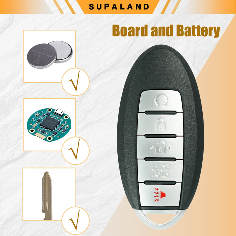 SUPALAND Key Fob Replacement Fits for Nissan Rogue 2017 2018 2019 2020 Keyless Entry Remote Control Push Start Key KR5S180144106 7812D-S180106 S180144110 285E3-6FL7B 5-Button (Set of 2)
