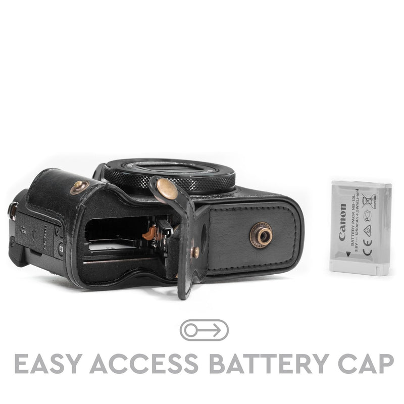 MegaGear Ever Ready Camera Case, Bag for Canon PowerShot G5 X G5X Digital Camera (Black, PU Leather) (MG688) One Size Black