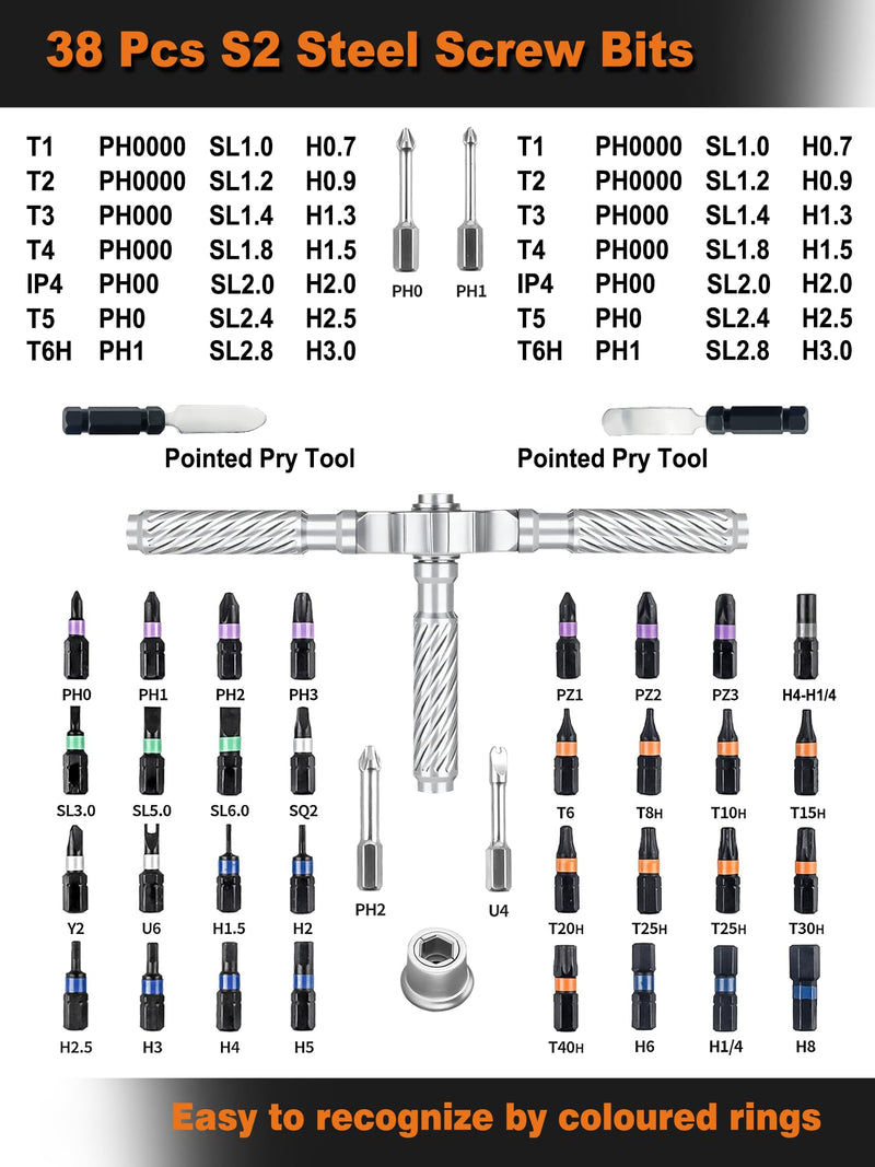 100 in 1 Magnetic Ratchet Screwdriver Sets, S2 Steel Bits, DIY Combination Flexible Shaft for Furniture Assembly, Precision Electrical Appliance Repair 100 in 1