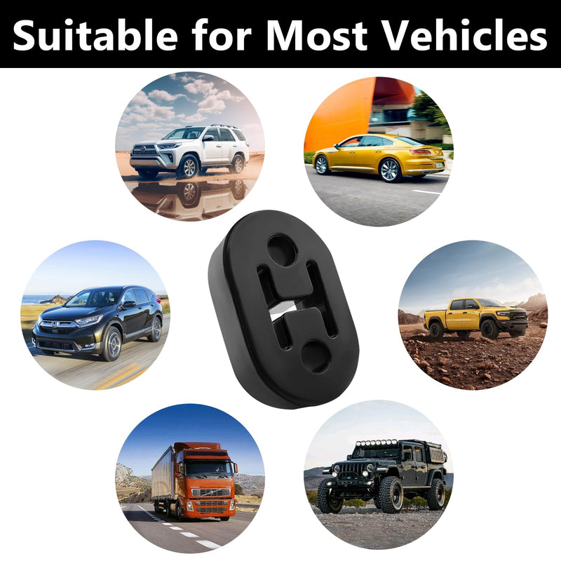 Exhaust Rubber Hanger, rubber muffler hangers. Rubber Insulator Bushing Mount, rubber exhaust mounts with 2 Holes 0.47 Inch, Universal Fit black-2PCS