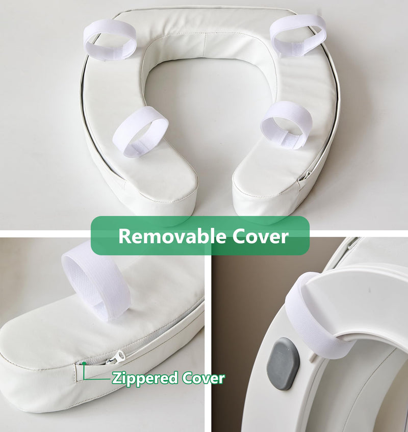 Toilet Seat Riser Cushion for Seniors, Raised Padded Bathroom Riser with Soft Foam, Portable Seat Elevator for Post Surgery Recovery, Hip & Knee Pain Relief, Arthritis Support & Low Toilets 2 Inches