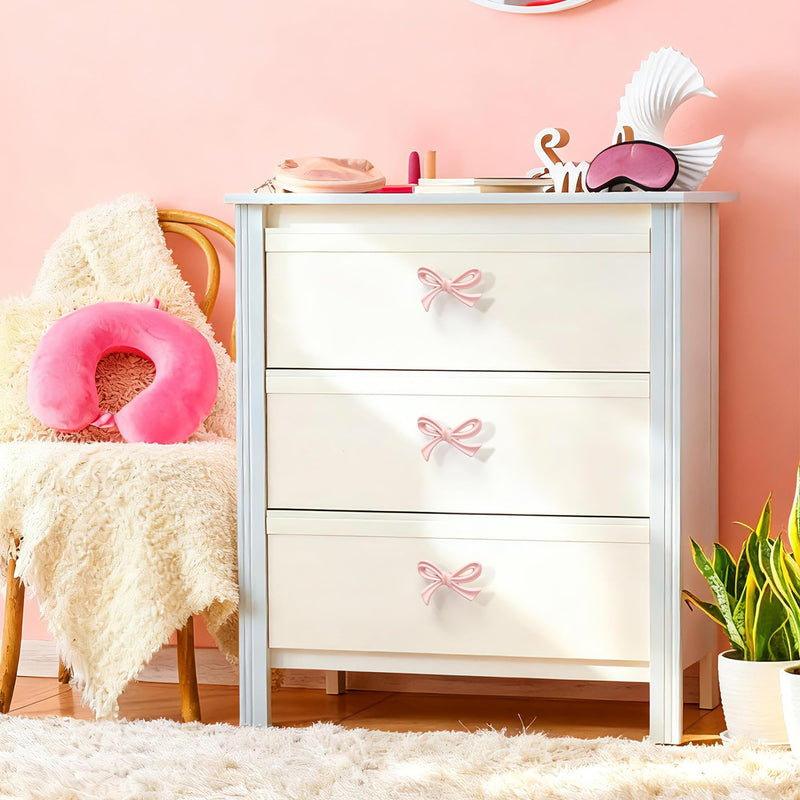 8 Pack Pink Bow Dresser Knobs, Large Decorative Cabinet Drawer Pull Handles for Girls Bedroom and Nursery Room Decor Big-8 Pack