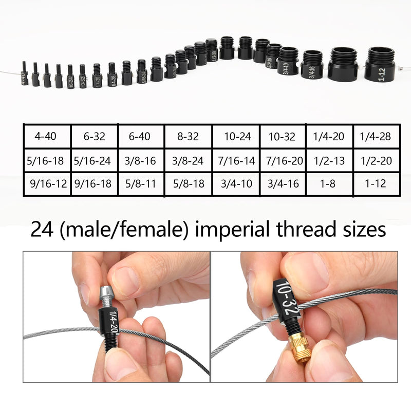 Nut and Bolt Thread Checker 45 Male/Female Thread Gauges (24 SAE/Inch & 21 Metric) Nut and Bolt Thread Size Checker Thread Identifier Gauges for Quickly Identify and Verify 45 Gauges - 24 Inch & 21 Metric