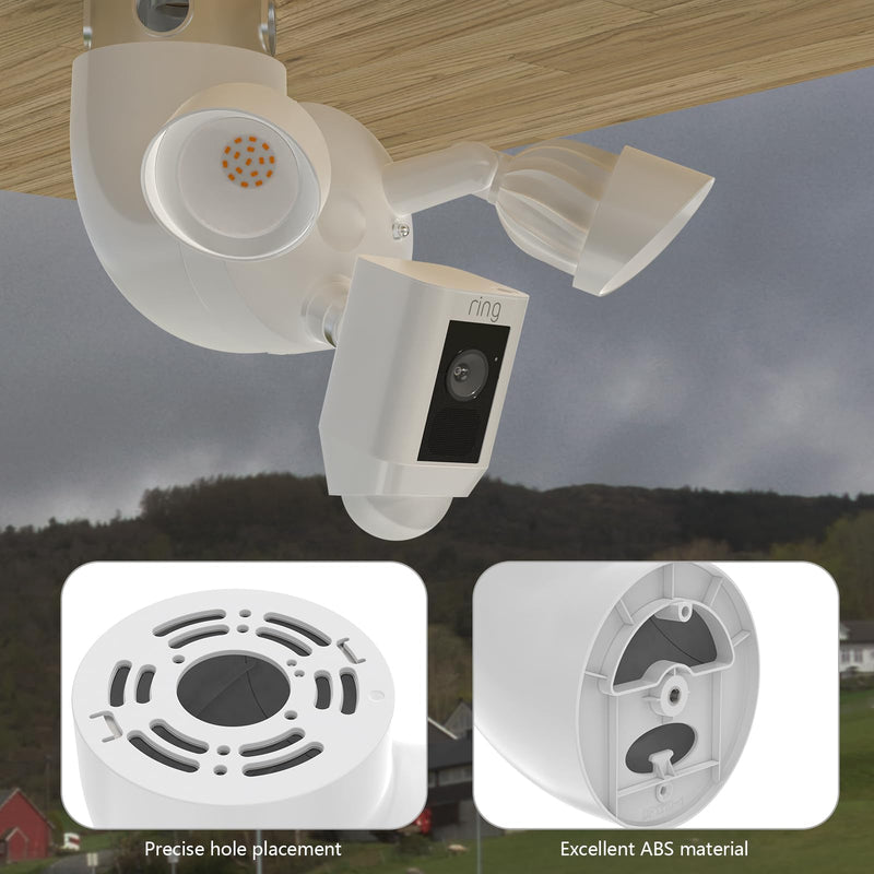 Eave Mount for Ring Floodlight Cam Wired Pro/Plus & Blink Wired Floodlight Camera - ABS Stability Protective Case Perfectly Compatible (White) White