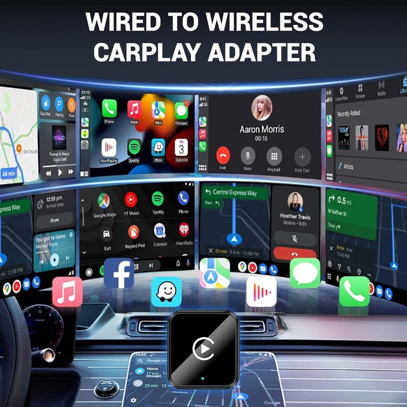 2-in-1 Wireless CarPlay Android Auto Adapter, Plug & Play CarPlay Adapter,Fast Auto Reconnect,Convert Wired to Wireless for Factory Cars,Wide Compatibility for Most Cars Black