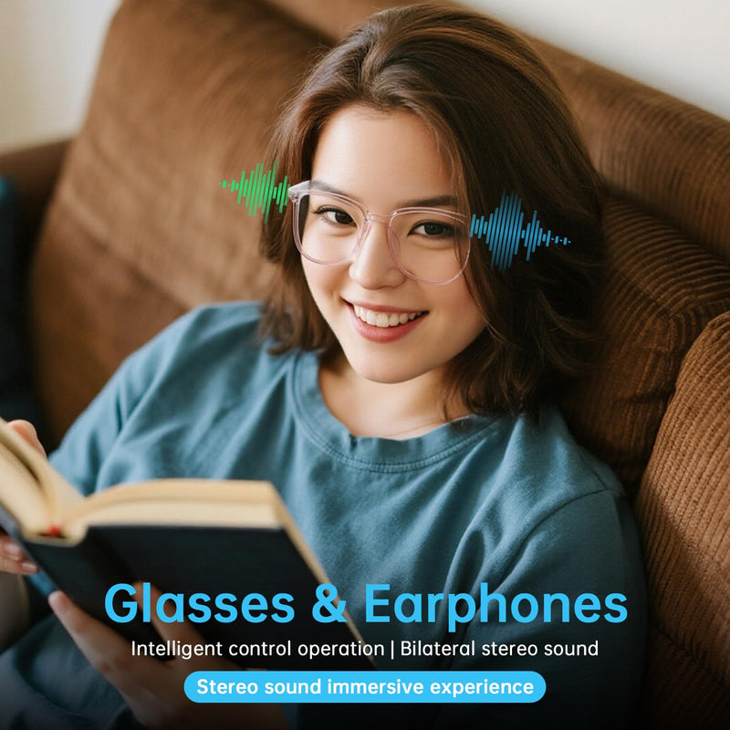 Smart Glasses for Women, Clear Frame Blue Light Glasses, Magnetic Charging, Open-Ear Design, Voice Assistant, Bluetooth Glasses with Speakers, Audio Eyeglasses for Working Gaming (GS03-C) GS03-Clear-Standard Smart Glasses
