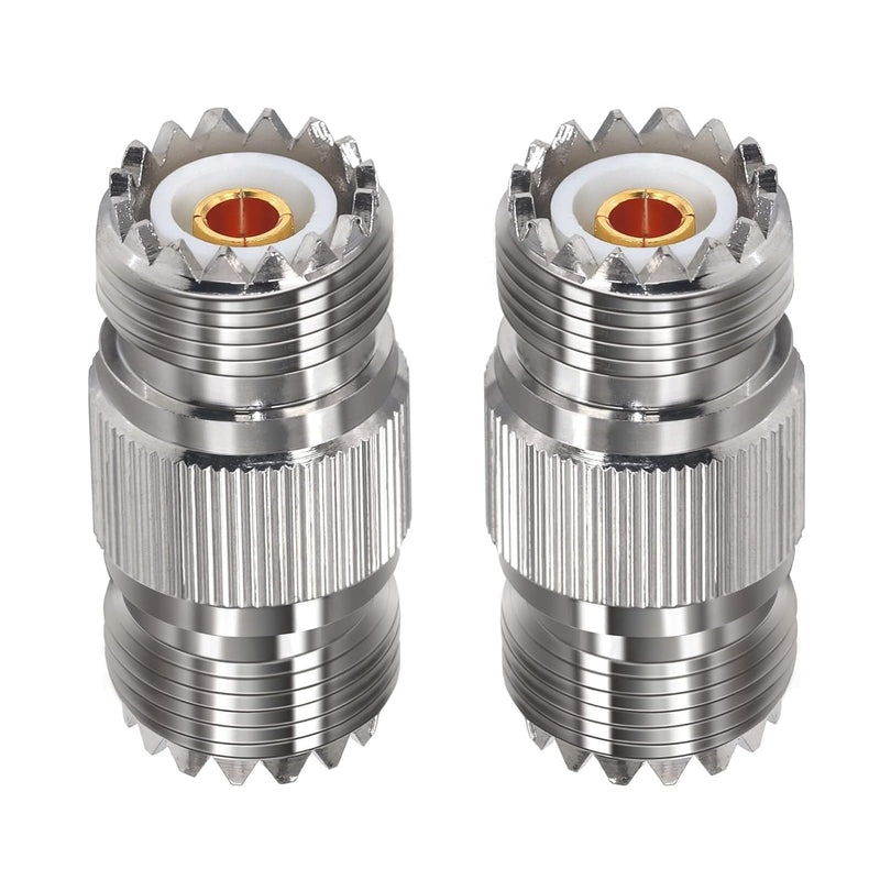 2 Pack PL259 UHF Coax Adapter, SO239 Female to Female Coaxial Connector, RF Gender Changer for CB Radio, Antenna, Ham Radio, Extension Coupler