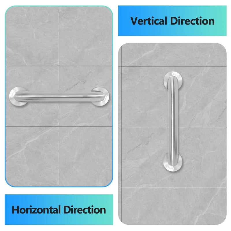 Shower Grab Bar, 2 Pack 16 Inch Brushed Nickel Bathroom Safety Bar, 1.25" Diameter 304 Stainless Steel Grab Bars for Bathtubs and Showers, Handicap Shower Grab Bar for Seniors Elderly