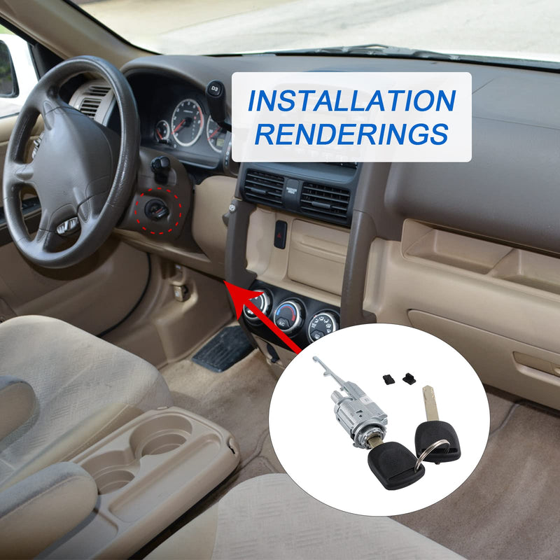 Ignition Switch Lock Cylinder with Key Compatible with Honda CR-V Element Pilot Accord Odyssey Acura MDX RDX TL TSX ZDX Replace# 06351-TE0-A11
