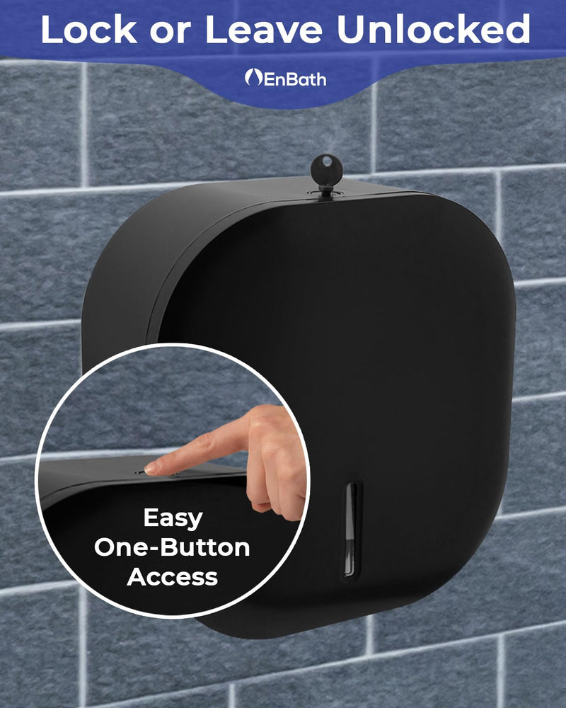Jumbo Toilet Paper Dispenser - Commercial Toilet Paper Holder Wall Mount for Large 9-inch Rolls - Durable ABS: Waterproof and Scratch Resistant (Dispensador de Papel Higienico) by EnBath