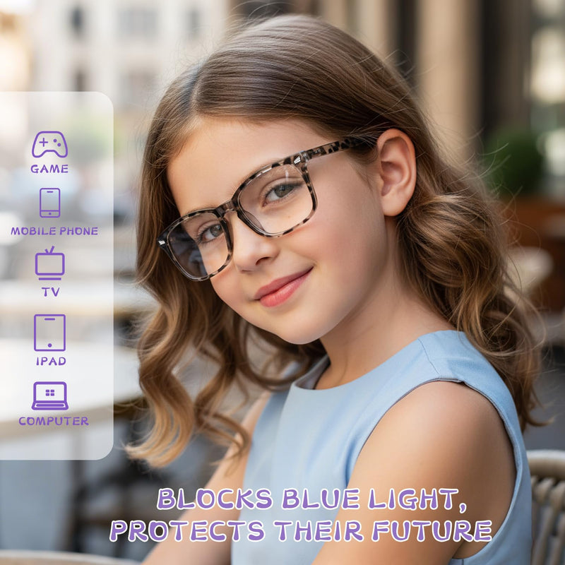 Kids Blue Light Blocking Glasses Age 2-5, Toddler Gaming Computer Eyewear | Features Anti Reflective Clear Lenses To Minimize Screen Glare And Support Comfort During Computer And Tablet Play. A1 Purple + Pink + Transparent Blue Age 2-5 Yrs