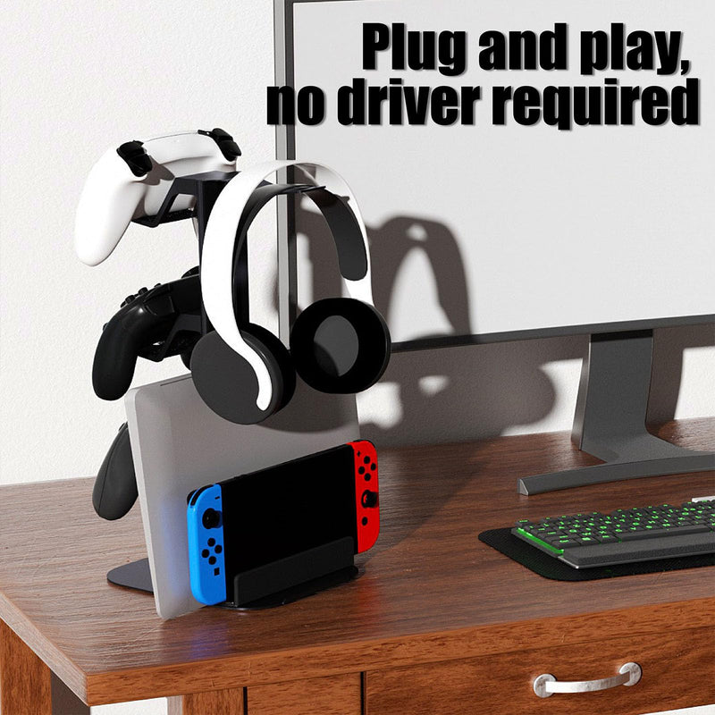 Game Controller Holder & Headphone Stand for Desk, 3-Layer Headset Holder Storage Organizer Switch/Headphones/Controller/Laptop Mobile Phone