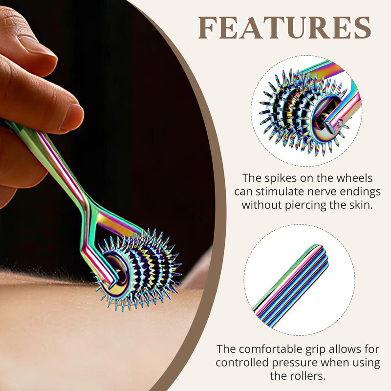 Wartenberg Pinwheel Stainless Steel Sensory Wheel, 5 Head Rainbow Pin Wheel – Neurological Diagnostic Tool for Nerve Sensitivity Testing, with Anti-Slip Handle