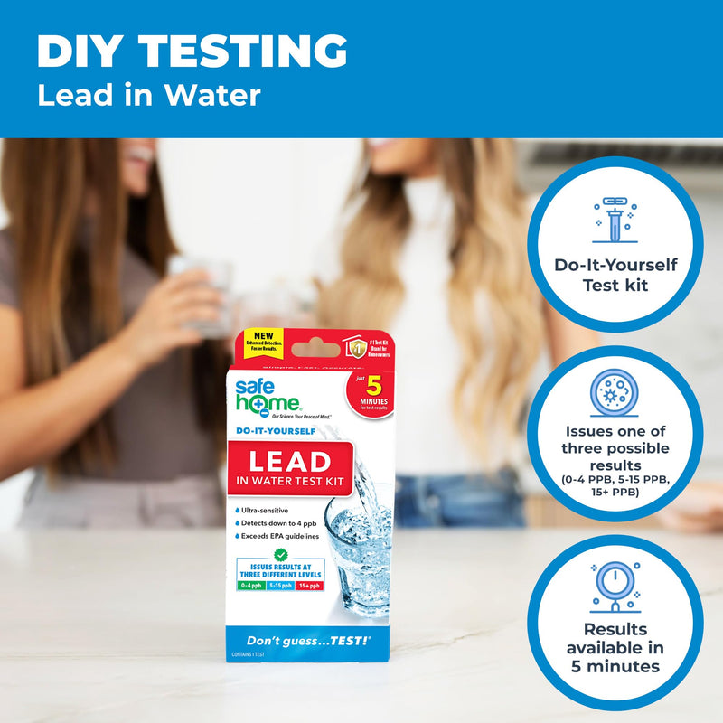 Safe Home® DIY Lead in Drinking Water Test Kit – Advanced Detection to 4 PPB – 5-Minute Test – 3 Levels of Test Results – EPA Lab Certified – Made in the USA – (2 Pack) 2-Pack