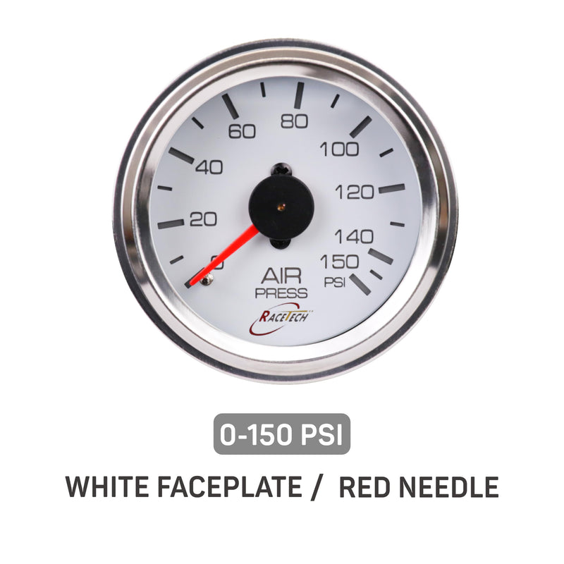 52mm 2-1/16" Mechanical Air Bag Suspension Pressure Gauge Air Suspension Gauge 0~150 PSI 1/8NPT White Dial Chrome Rim for Air Ride Suspension Systems