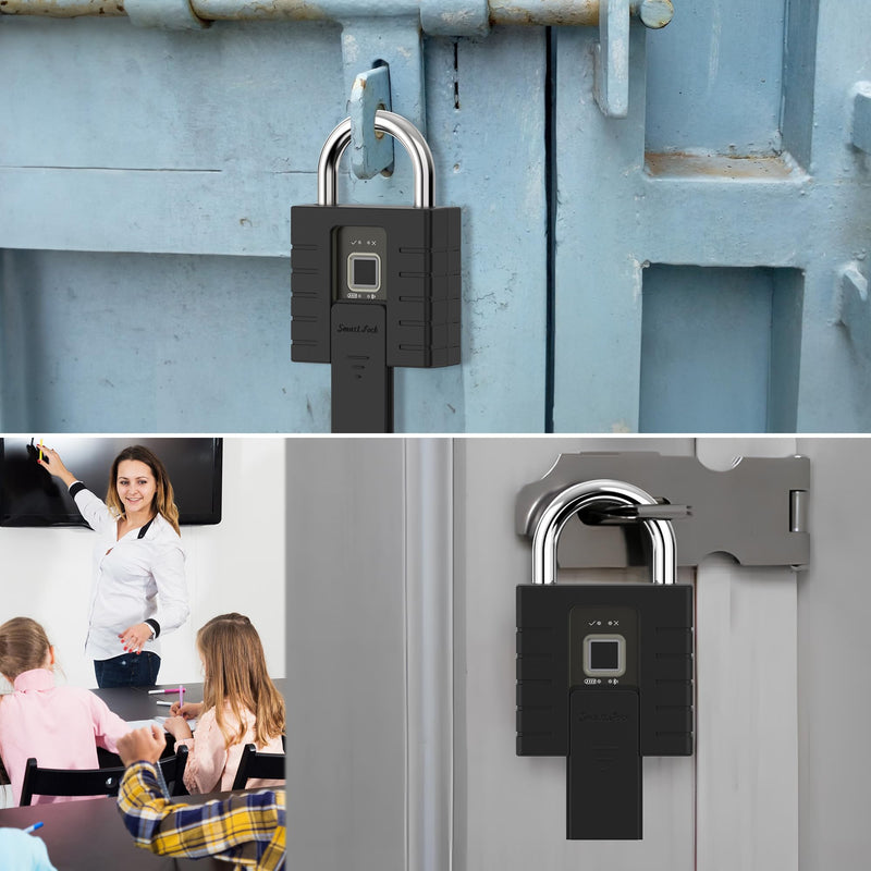 Smart Padlock with Keys, Heavy Duty Fingerprint Padlock, Remote Authorization via Phone, with Rest Key and 2 Keys,Waterproof Padlocks for School Locker,Truck,Warehouse,Gate,Office,Door