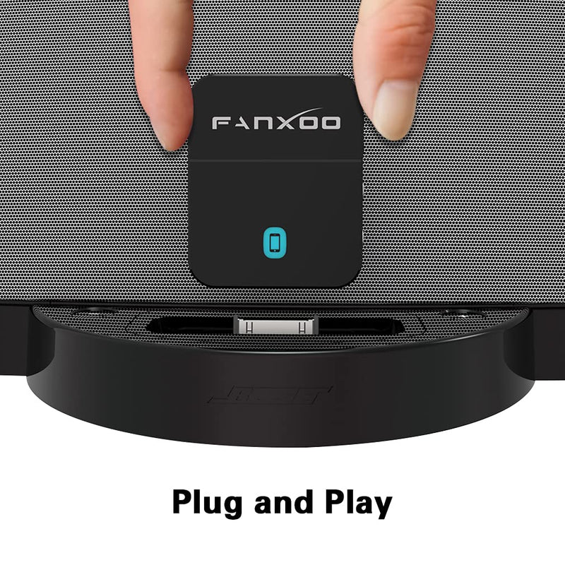 Fanxoo DockPro 30 pin Bluetooth 5.3 Adapter for Bose Sounddock 30 pin to Lightning Bluetooth Adapter Compatible for iPhone iPod Docking Station Black
