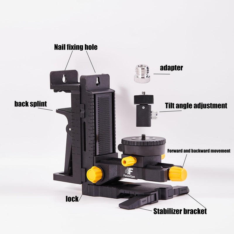 laser level accessory kit 360 ° base, upgraded base stability bracket, with 5/8-inch threaded interface, multifunctional magnetic rotating base with tilt angle adjustment and adjustable clamp