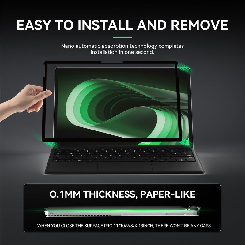 Laptop Privacy Screen for 13inch Surface Pro 11/10/9/8/X, Removable Computer Screen Anti-Spy Filter Shield for Microsoft Surface Pro 13in 13 in