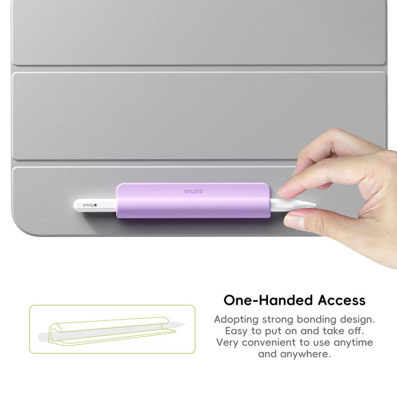 ELETIUO Silicone Pencil Holder Sleeve,Compatible with Apple Pencil (USB-C),Apple Pencil 1st/ 2nd Generation,Strong Adhesive Sticky Attached to iPad Case for Stylus Pens and Most Pens,Purple Purple